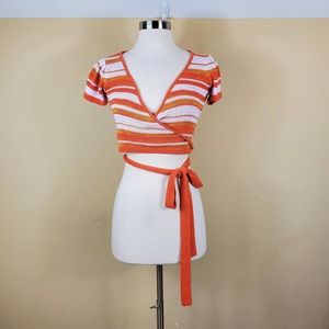 4SI3NNA Striped Wrap Knit Top
